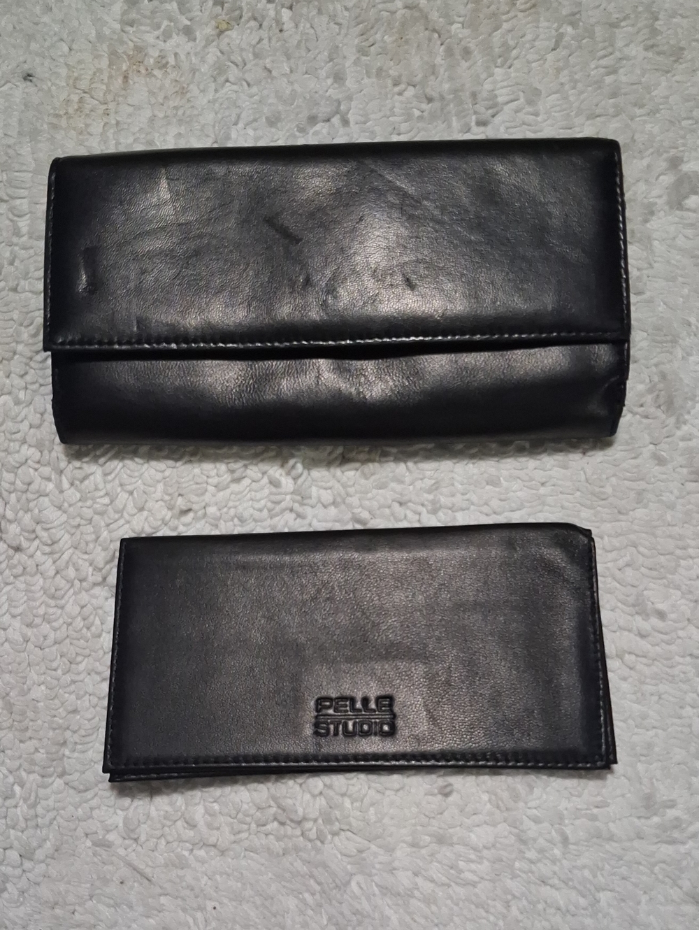 Pelle Studio Black Leather Wallet With Checkbook Cover
